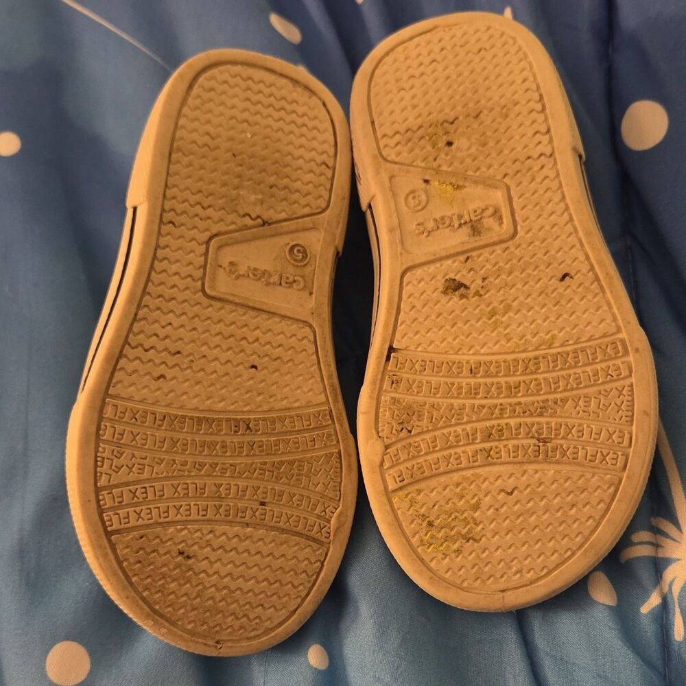 Carter's Dinosaur Print Slip-On Fabric Shoes Green and Blue Kids 5 Casual Flat - Picture 3 of 5